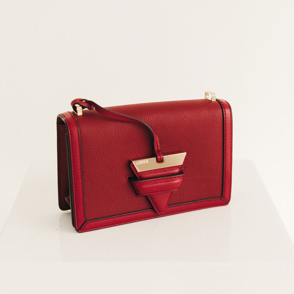 Loewe Barcelona Small Leather Shoulder Bag Red with Gold Hardware image 3